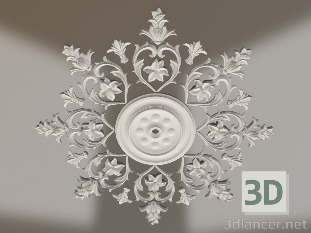 3d model Gypsum ceiling socket RP 025 (1055x1055) - preview