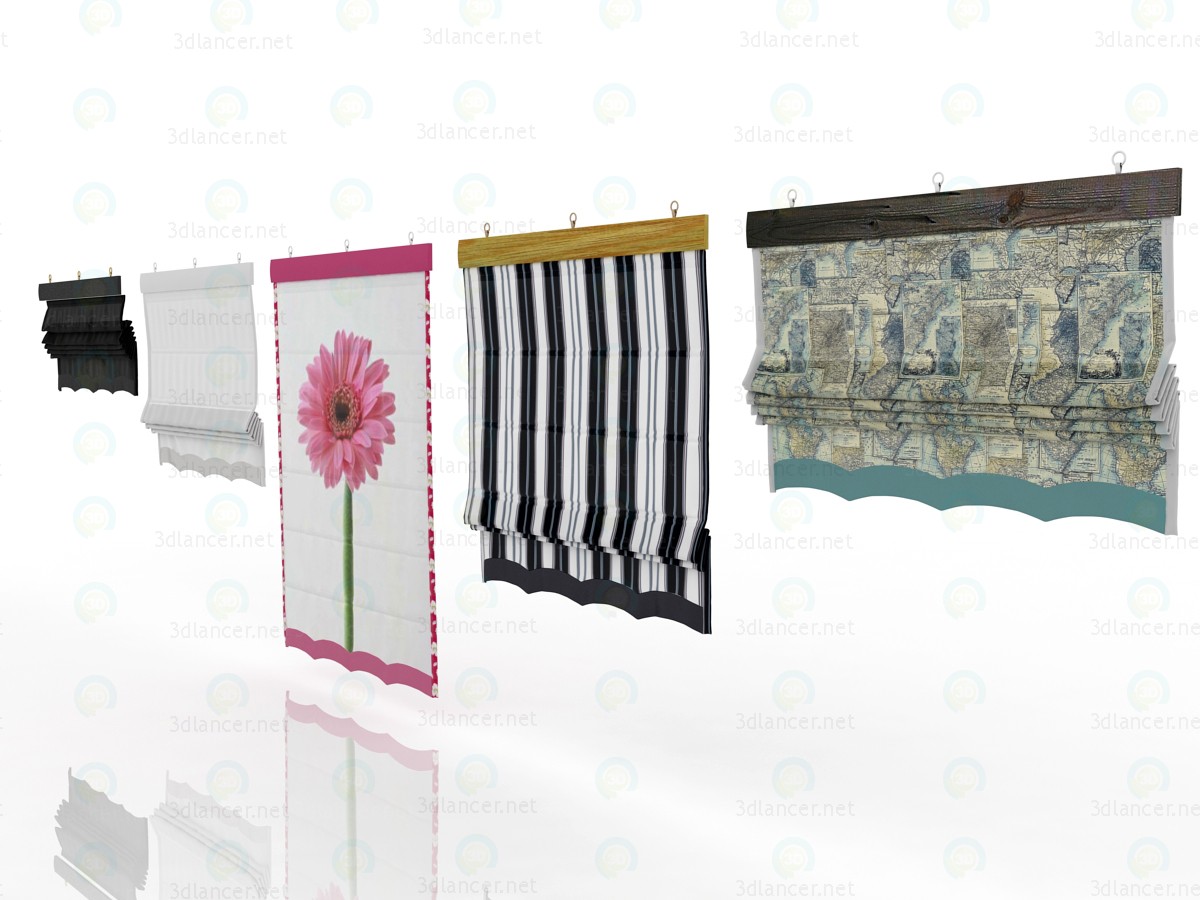 3d Five different Roman shades with five different shaders model buy - render