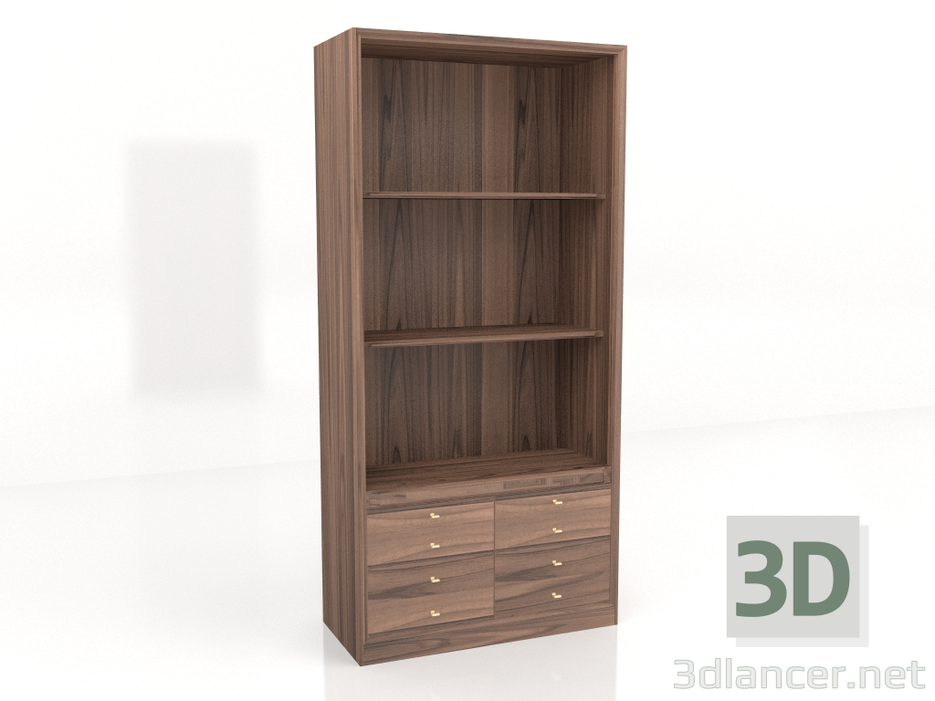 modello 3D Mobile libreria con cassetti 100x46x210 - anteprima