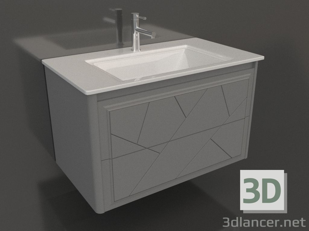 3d model Luigi 90 cabinet (matte gray, hanging) - preview 3d model Luigi 90 cabinet (matte gray, hanging) - preview