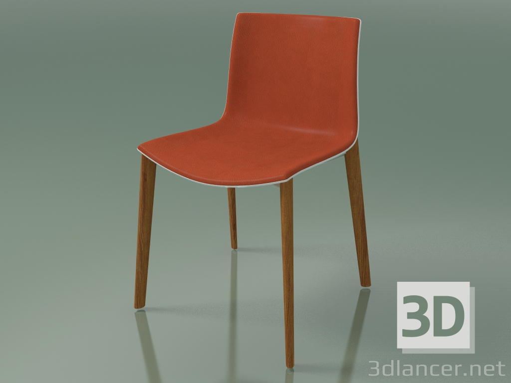 3D Modell Stuhl 0358 (4 Holzbeine, mit Frontverkleidung, Polypropylen PO00101, Teak-Effekt) - Vorschau