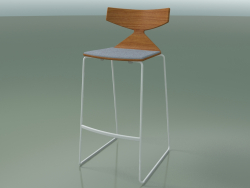 Tabouret de bar empilable 3713 (avec coussin, effet teck, V12)