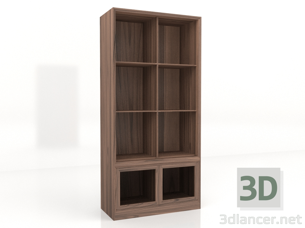 3D Modell Stationäres Bücherregal mit niedriger Tür 100x46x210 - Vorschau