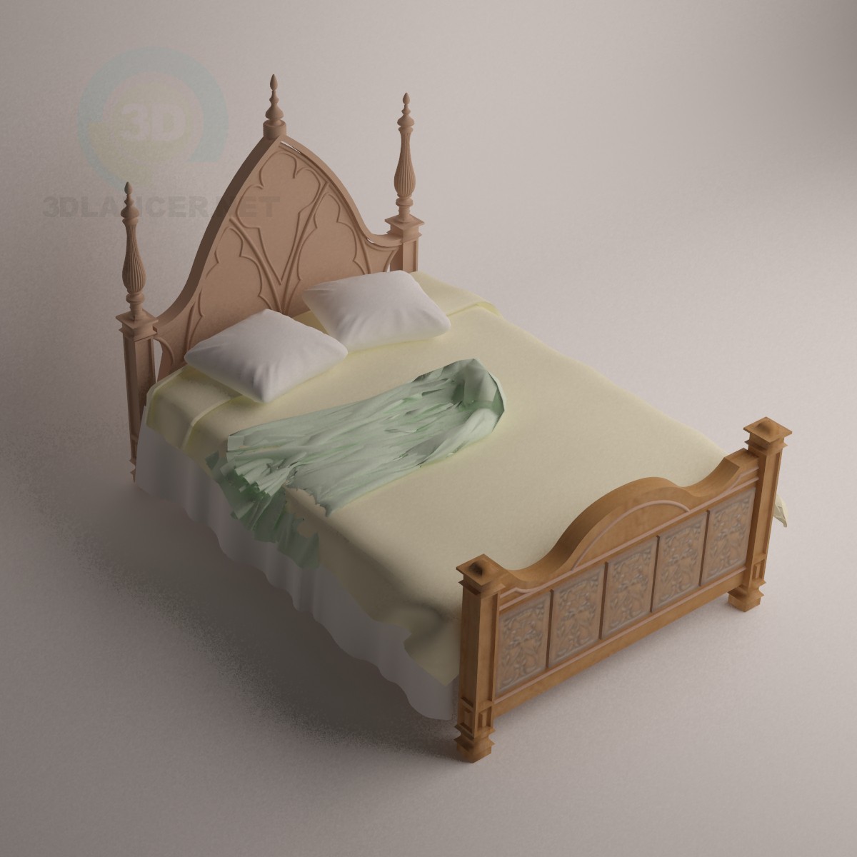 modello 3D Letto in stile gotico - anteprima