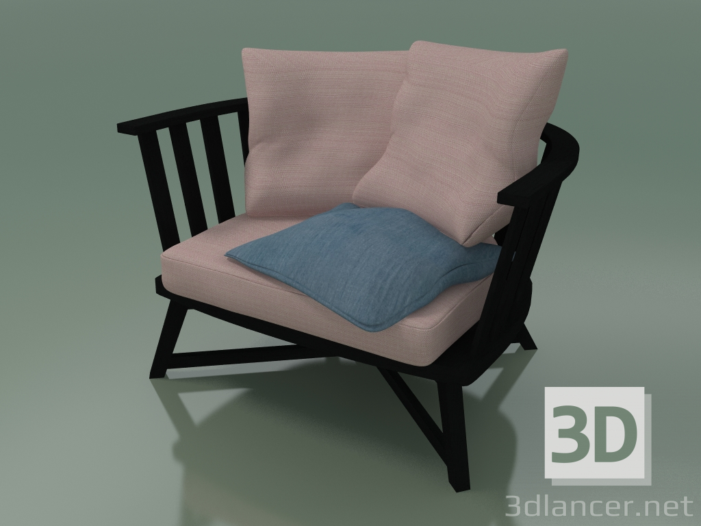 3d model Sillón semicircular (07, negro) - vista previa