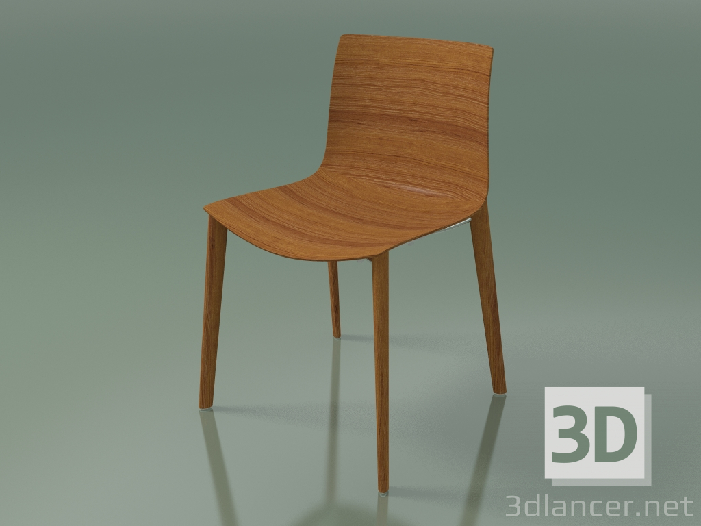 3d model Chair 0359 (4 wooden legs, without upholstery, teak effect) - preview