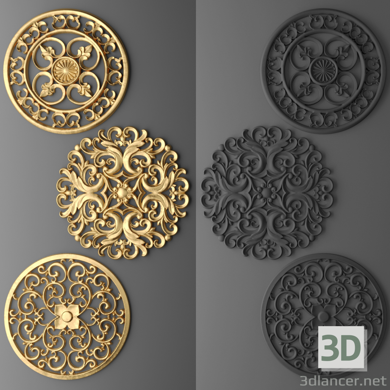 3D Modell Rosette - Vorschau