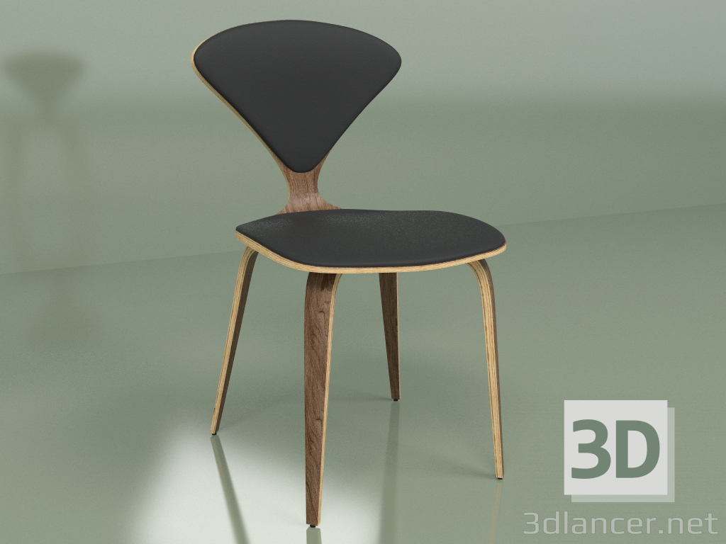 3d model Silla Cherner 2 (cuero negro, nogal) - vista previa