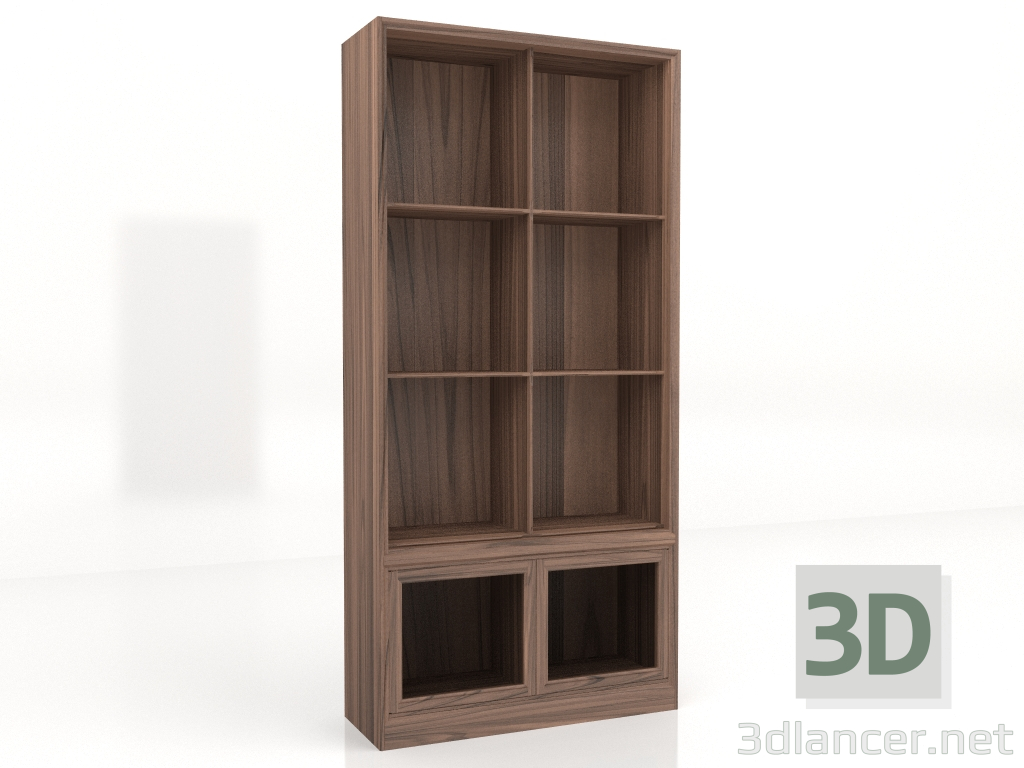 3D modeli Alçak kapaklı sabit kitaplık 100x36x210 - önizleme