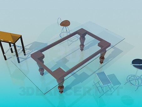 modèle 3D Table et chaises - preview