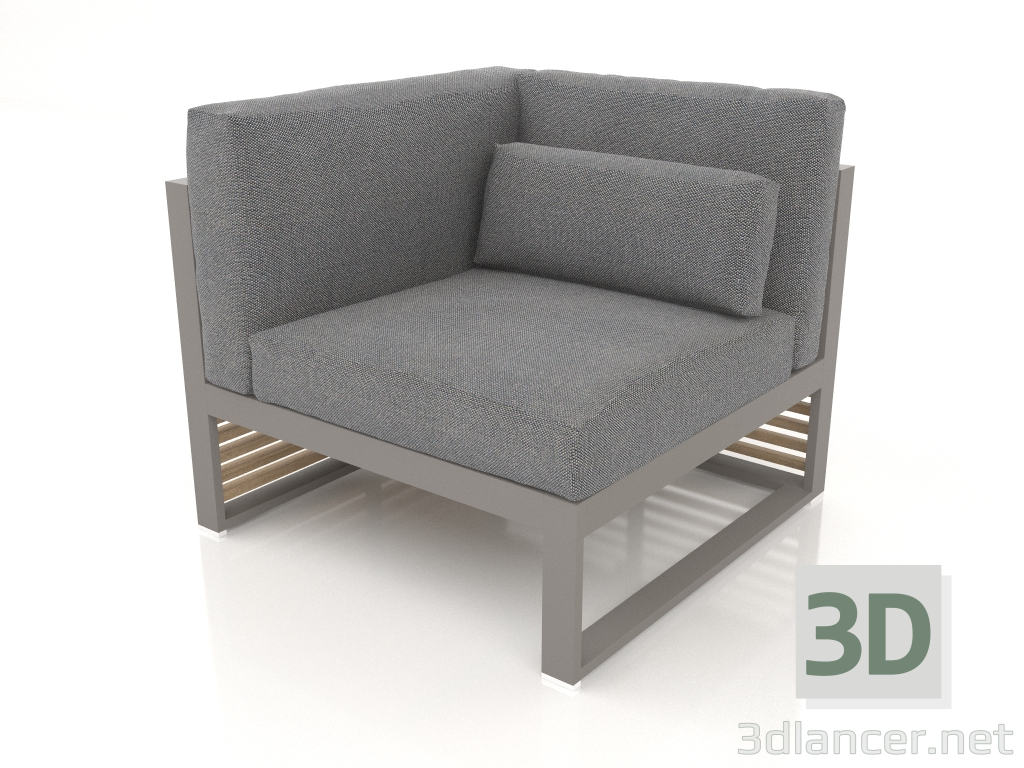 modèle 3D Canapé modulable, section 6 gauche, dossier haut (Gris quartz) - preview