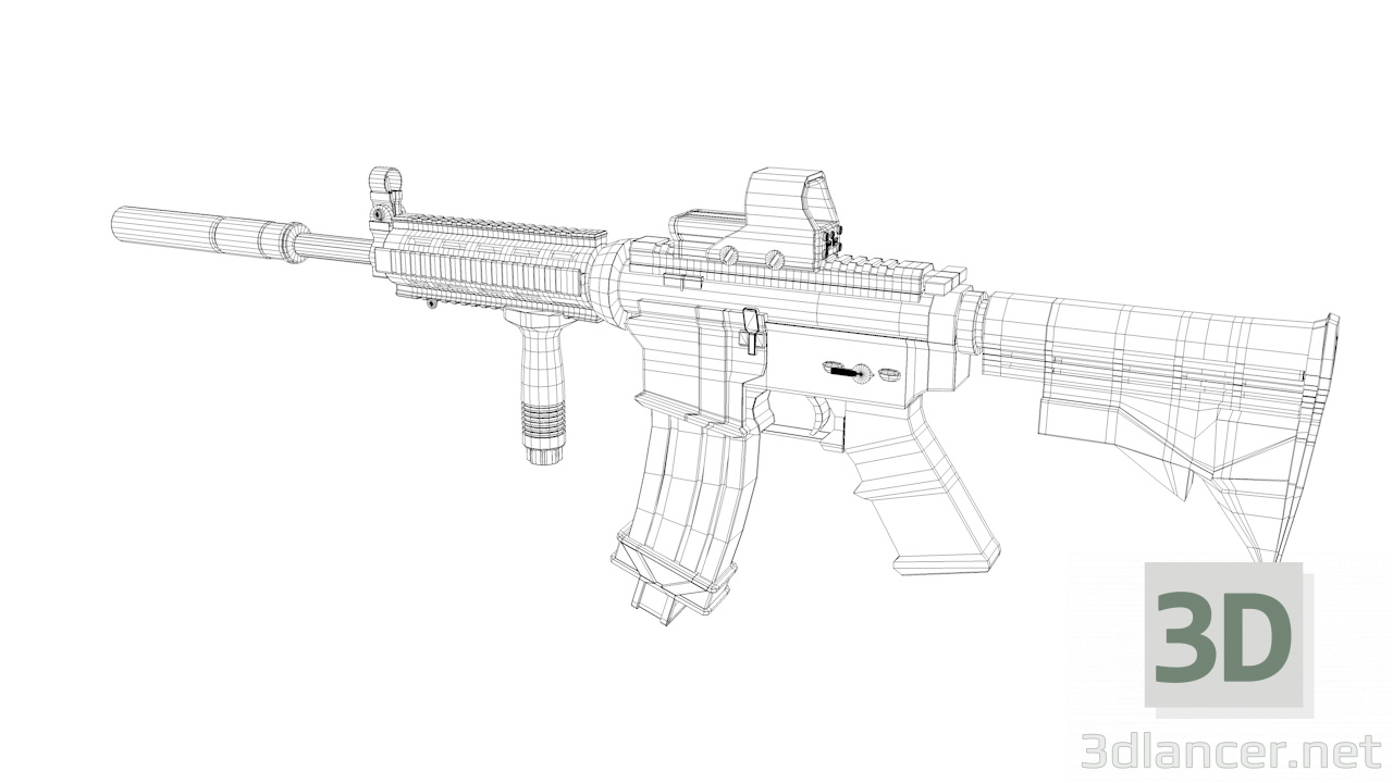 3D Saldırı tüfeği M4A1 modeli modeli satın - render