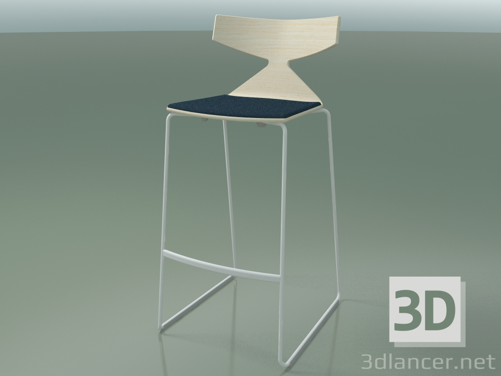 3D Modell Stapelbarer Barhocker 3713 (mit Kissen, Weiß, V12) - Vorschau