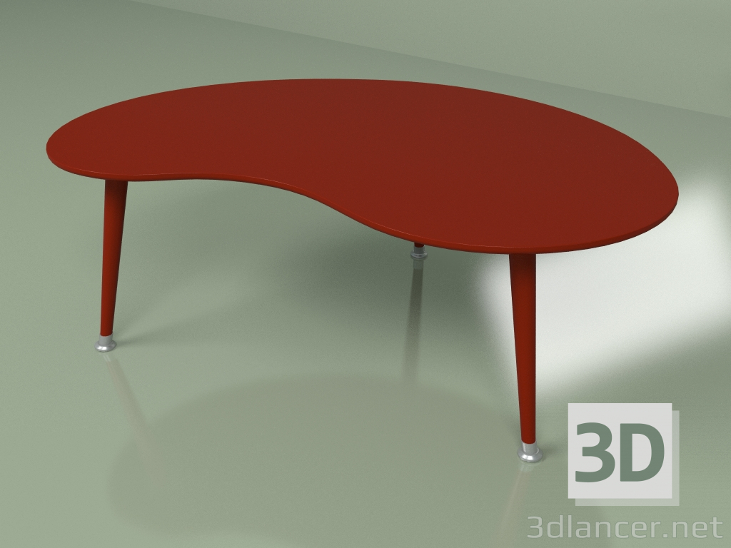 3d model Coffee table Kidney monochrome (burgundy) - preview