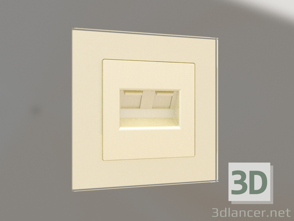 modello 3D Doppia presa Ethernet RJ-45 (corrugato champagne) - anteprima