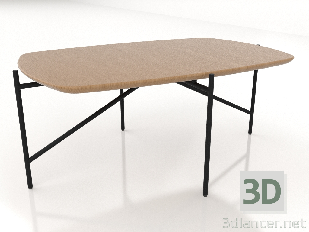 Modelo 3d Mesa baixa 90x60 com tampo de madeira - preview