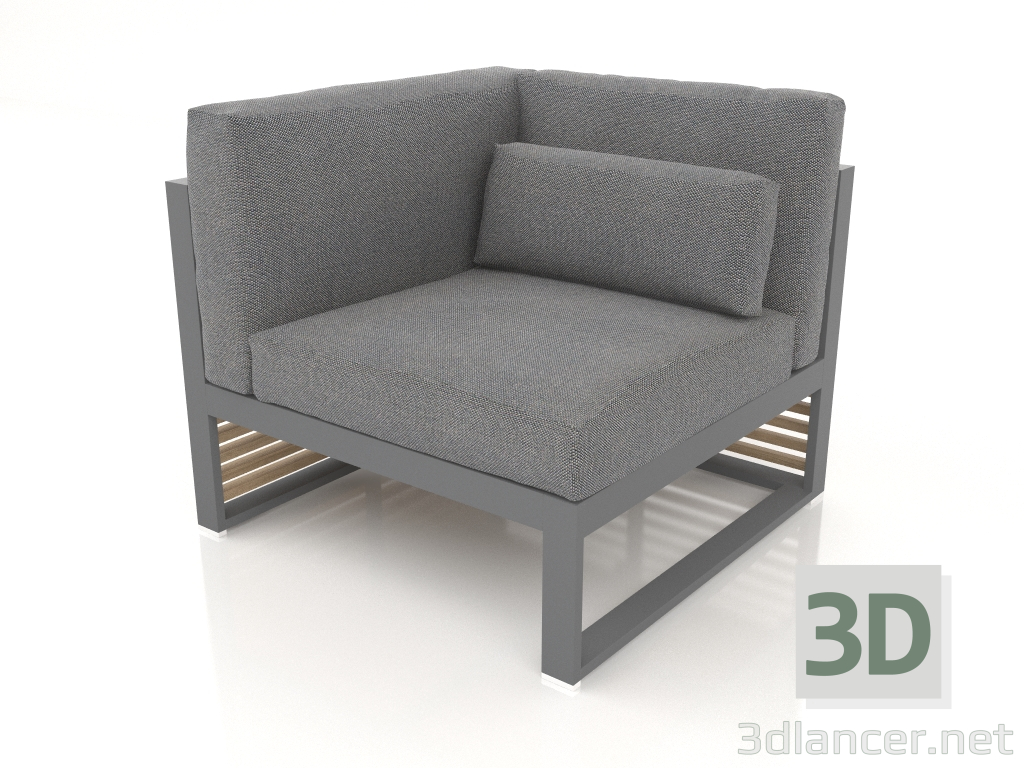 modèle 3D Canapé modulable, section 6 gauche, dossier haut (Anthracite) - preview