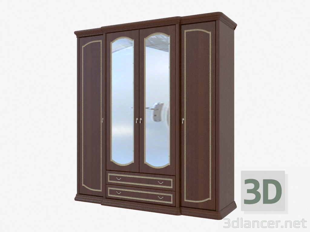 Modelo 3d Armário de 4 portas com gavetas e espelhos (2124x2330x685) - preview