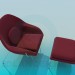 modèle 3D Ensemble fauteuil et pouf - preview