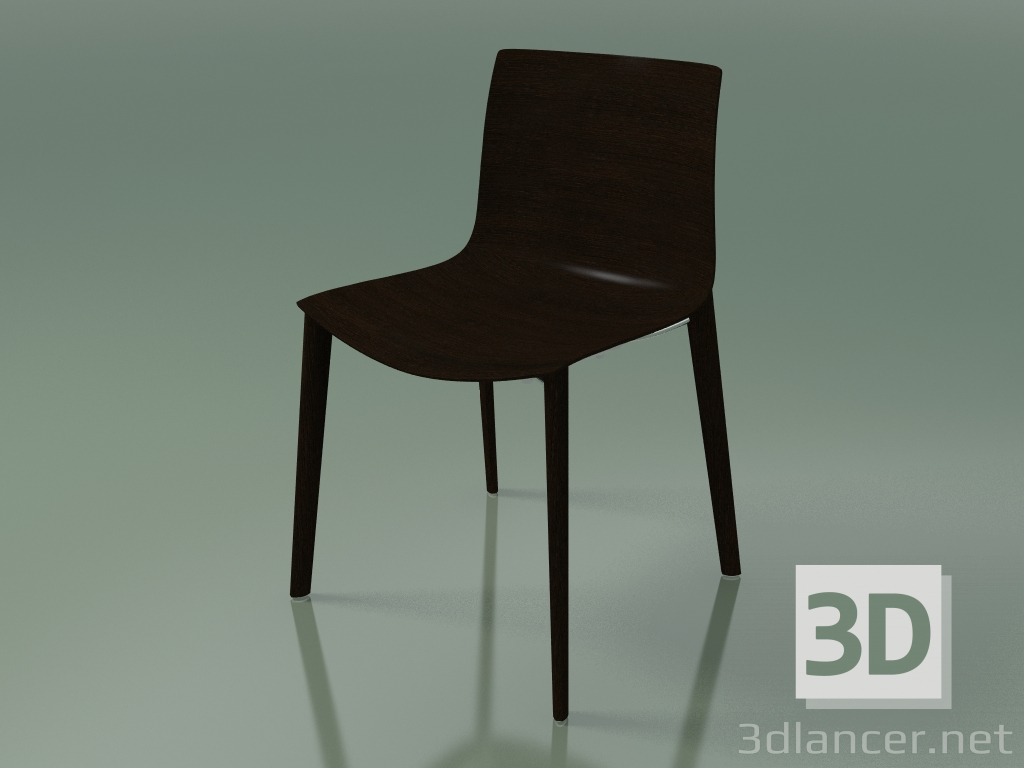 3d model Silla 0359 (4 patas de madera, sin tapizado, wengué) - vista previa