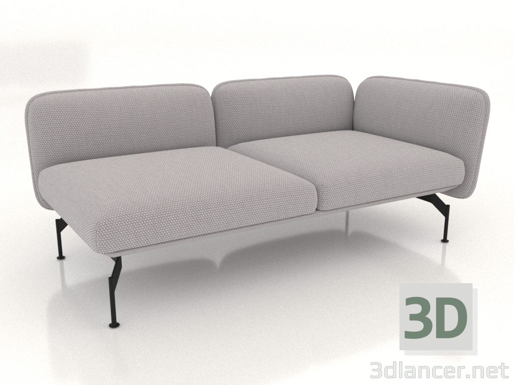 3d model 2-seater sofa module with an armrest on the right - preview