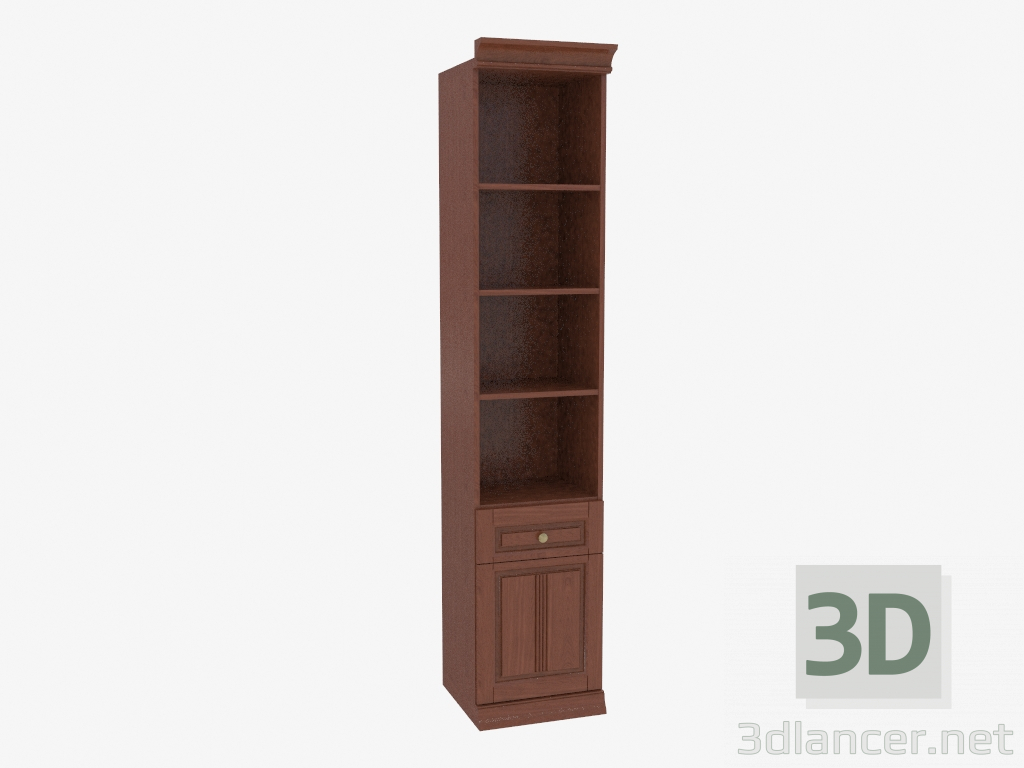 3D Modell Bücherregal schmal mit offenen Regalen (3841-27) - Vorschau