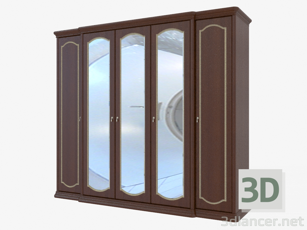 3d model Armario 5 puertas con espejos (2643x2330x685) - vista previa