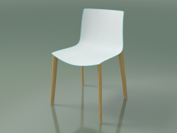 Silla 0355 (4 patas de madera, polipropileno bicolor, roble natural)