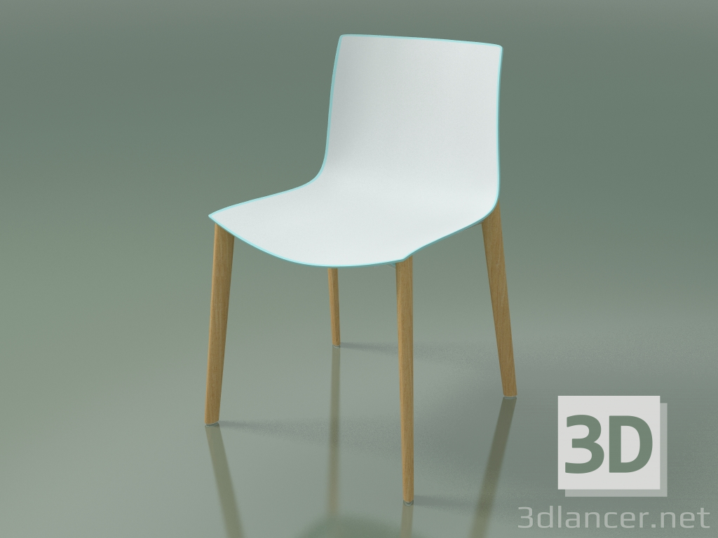 3d model Silla 0355 (4 patas de madera, polipropileno bicolor, roble natural) - vista previa