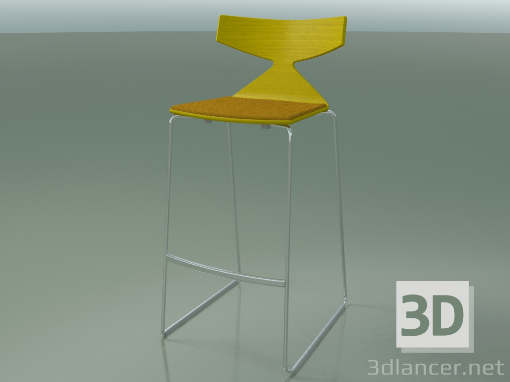 3d model Taburete de bar apilable 3713 (con almohada, amarillo, CRO) - vista previa