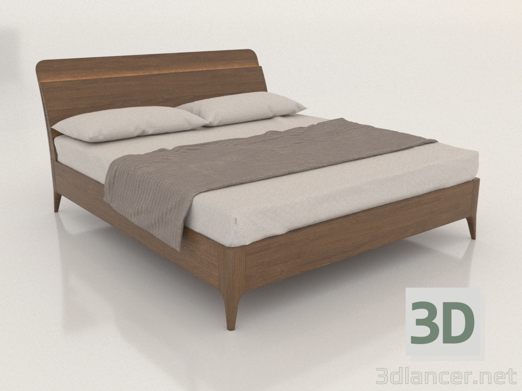 3d model Double bed 1600x2000 (Brown) - preview