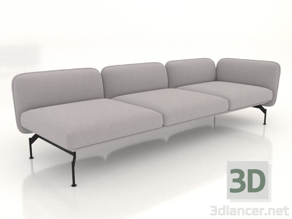 3d model 3-seater sofa module with an armrest on the right - preview