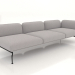 3d model 3-seater sofa module with an armrest on the right - preview