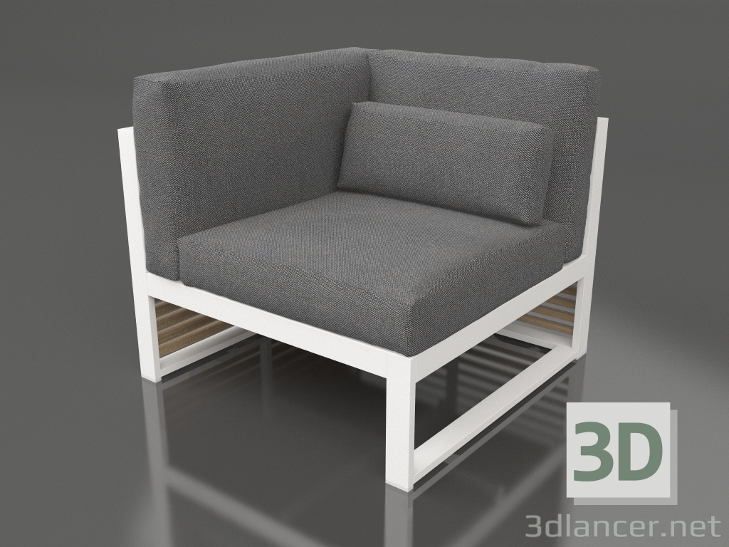 modèle 3D Canapé modulable, section 6 gauche, dossier haut (Blanc) - preview