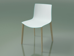 Silla 0355 (4 patas de madera, polipropileno bicolor, roble blanqueado)