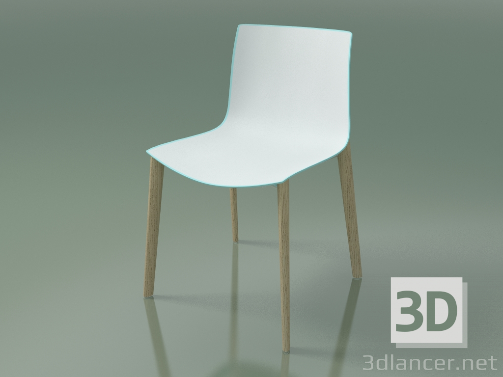 3d model Silla 0355 (4 patas de madera, polipropileno bicolor, roble blanqueado) - vista previa