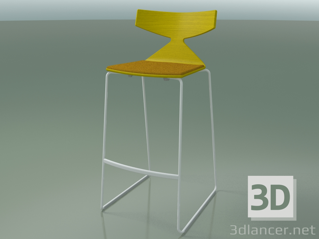 3d model Stackable Bar Stool 3713 (with cushion, Yellow, V12) - preview