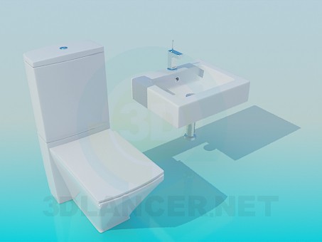 3D Modell WC und Waschbecken-set - Vorschau