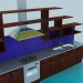 modèle 3D Cuisine avec hotte et grilles - preview