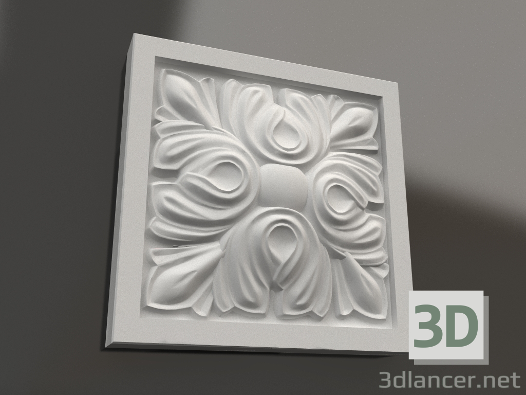 modèle 3D Élément décoratif en plâtre DE 023 (95x95x23) - preview