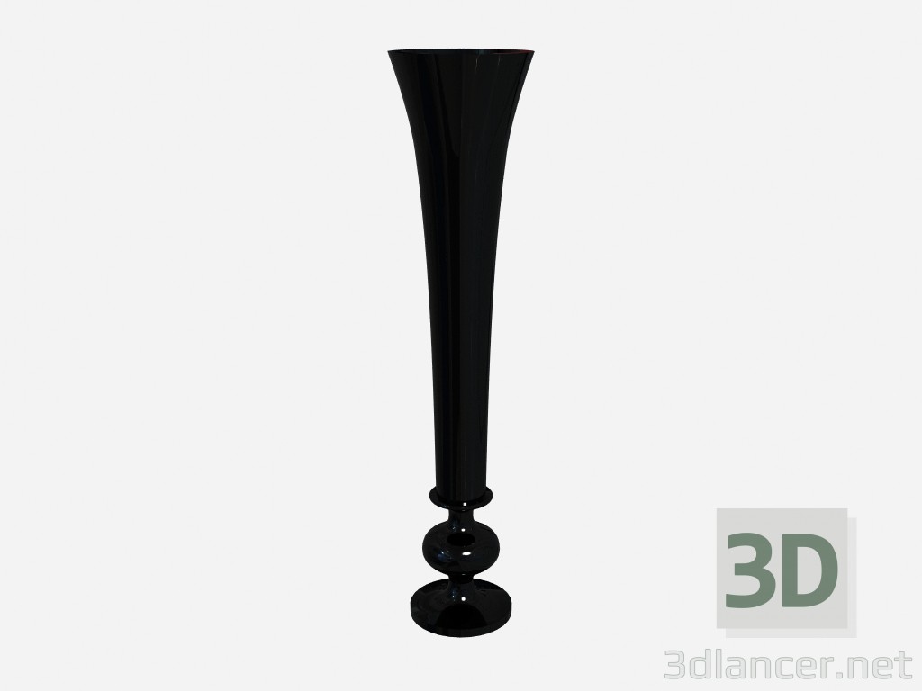 Modelo 3d Vaso com haste cacheado preto de flauta - preview