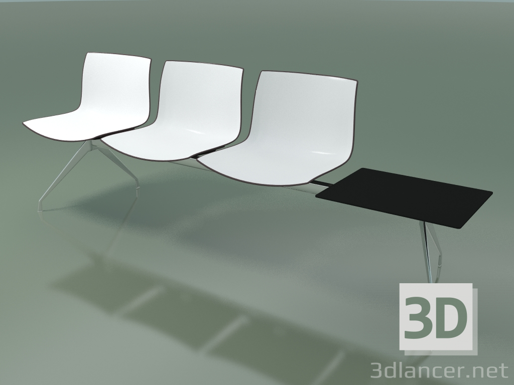 3d model Banco 2036 (triple, con mesa, polipropileno bicolor) - vista previa