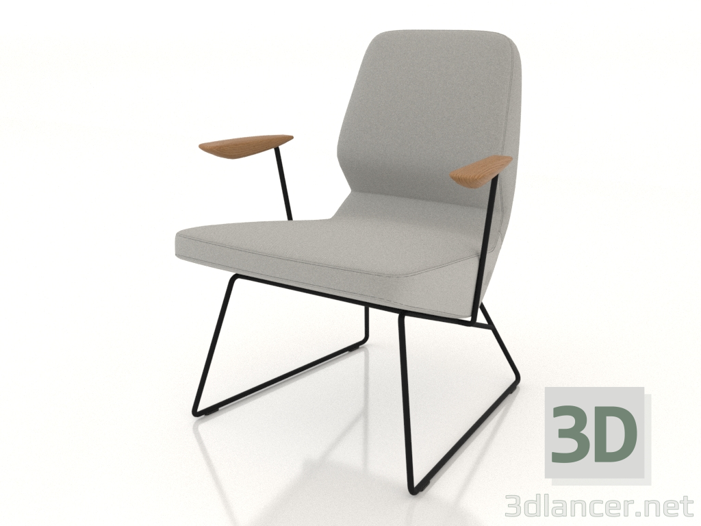 3d model Sillón sobre guías D12 mm con reposabrazos - vista previa