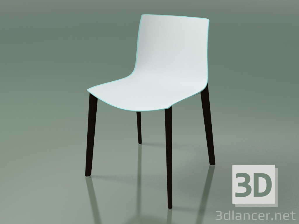 3d model Silla 0355 (4 patas de madera, polipropileno bicolor, wengué) - vista previa