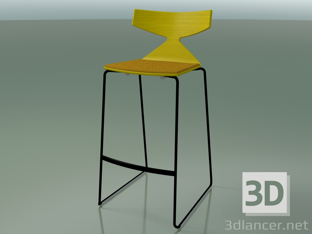 3d model Taburete de bar apilable 3713 (con almohada, amarillo, V39) - vista previa