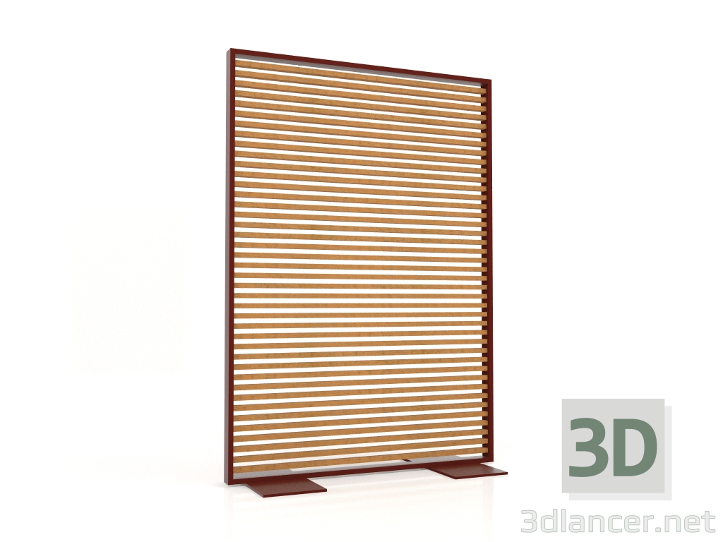 3d model Mampara de madera artificial y aluminio 120x170 (Roble dorado, Rojo vino) - vista previa