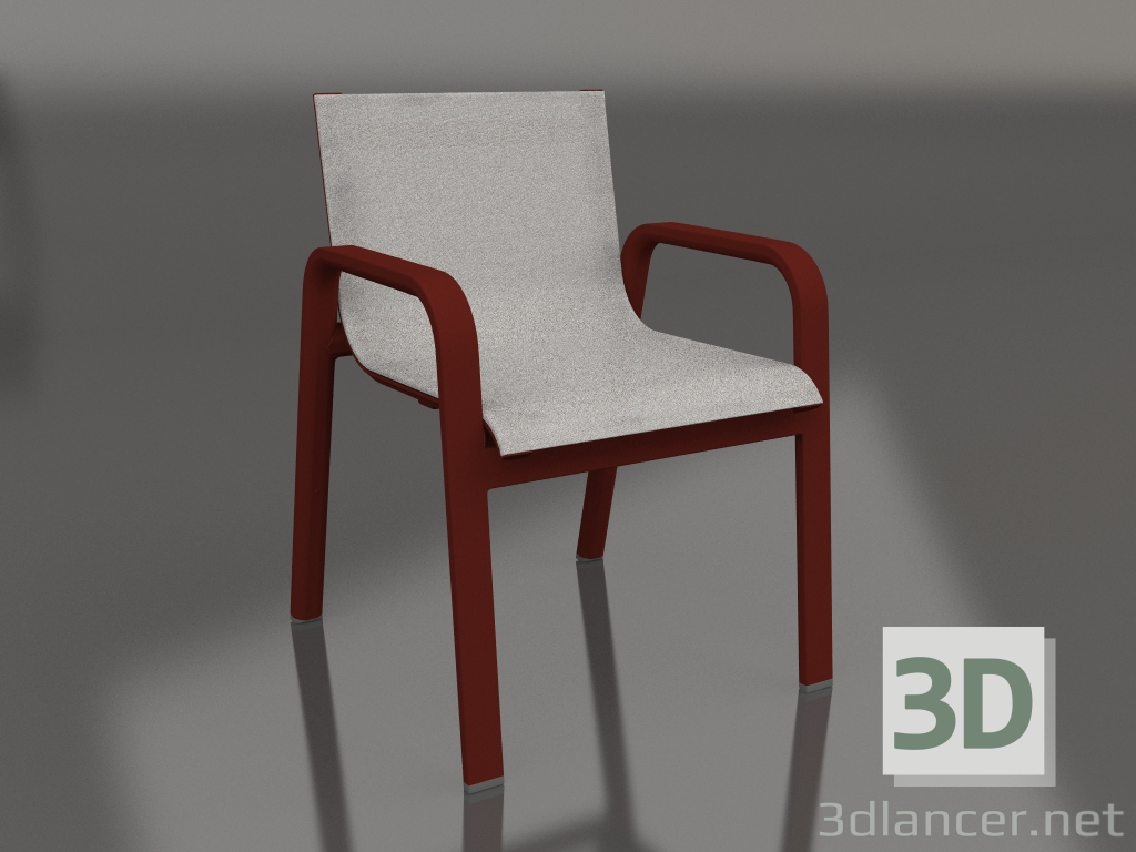 modello 3D Sedia da pranzo club (rosso vino) - anteprima