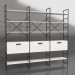 3d model Rack with closed shelves (3 sections) - preview