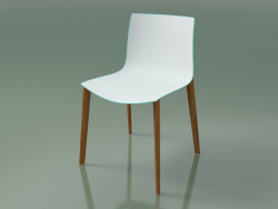 Silla 0355 (4 patas de madera, polipropileno bicolor, efecto teca)