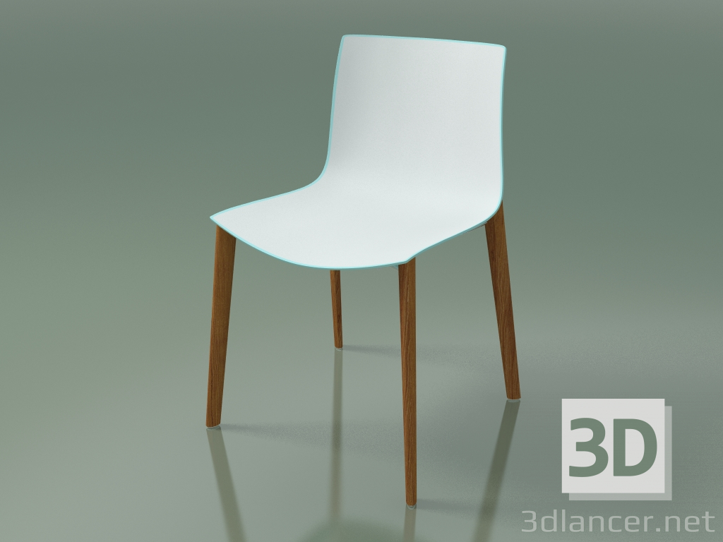 3d model Silla 0355 (4 patas de madera, polipropileno bicolor, efecto teca) - vista previa